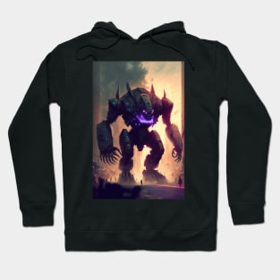 Monster giant robot cyborg attacking the city Hoodie